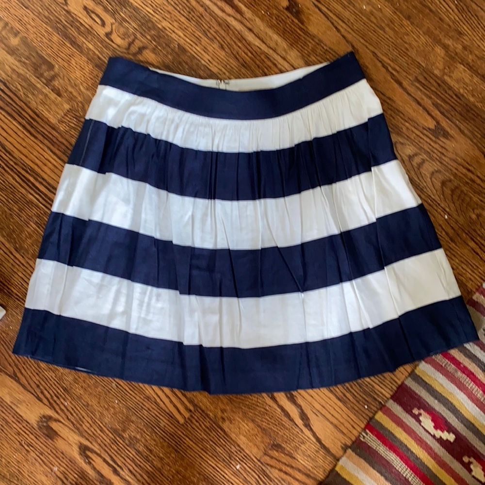 Navy and White Size 12 Linen/Rayon Skirt